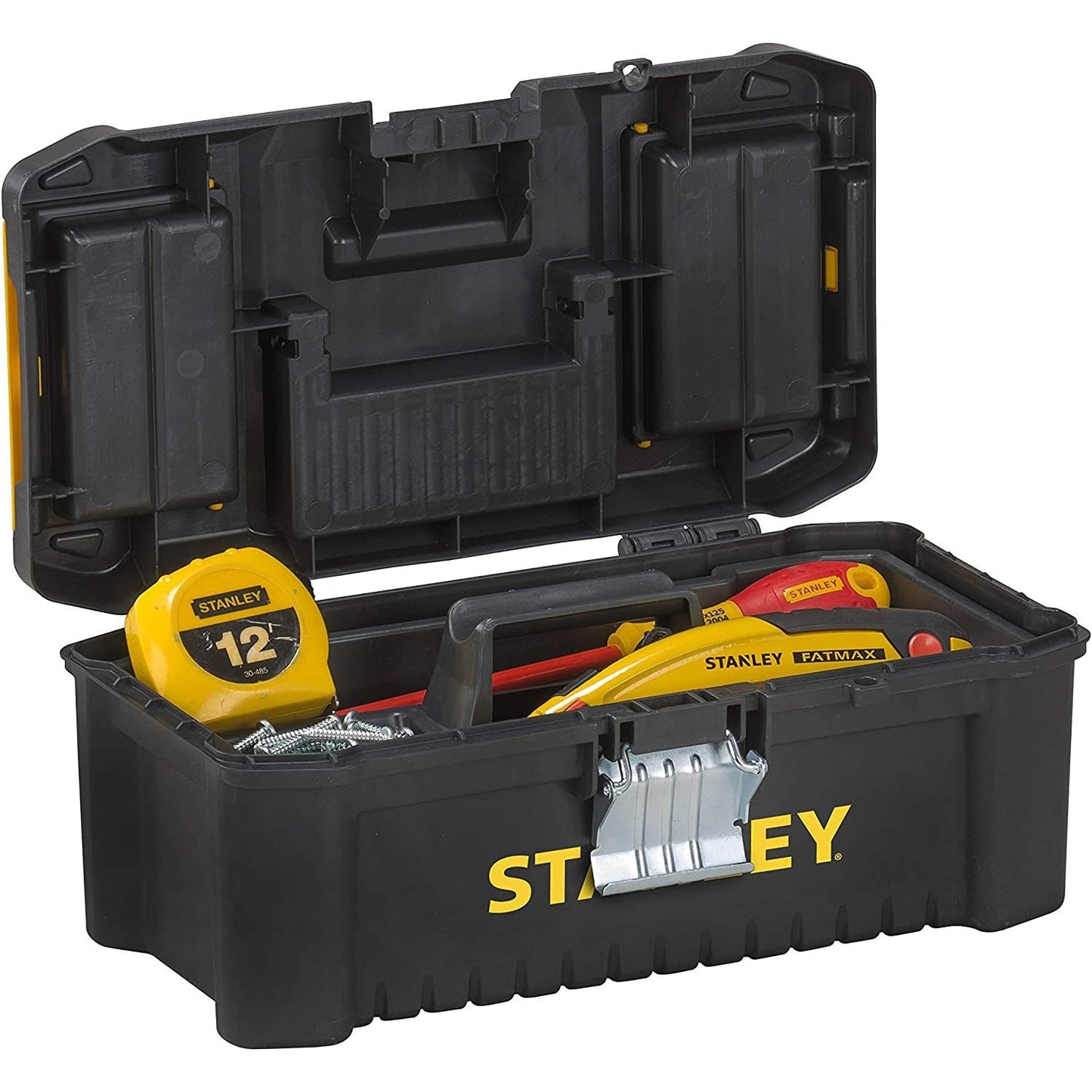 Stanley Low Essential Tool Box, Black/Yellow, 12.5-Inch Clear Store