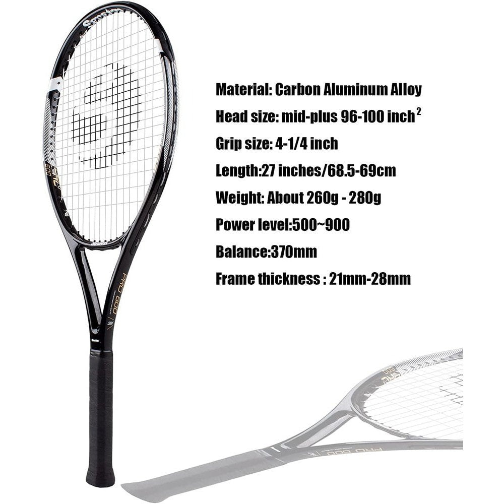 Tennis Racket 27'' , for Adults Aluminum Alloy Tennis Racquet Set with Premium Carry Case, Including, 1 Overgrip + 1 Vibration Dampeners Clear Store