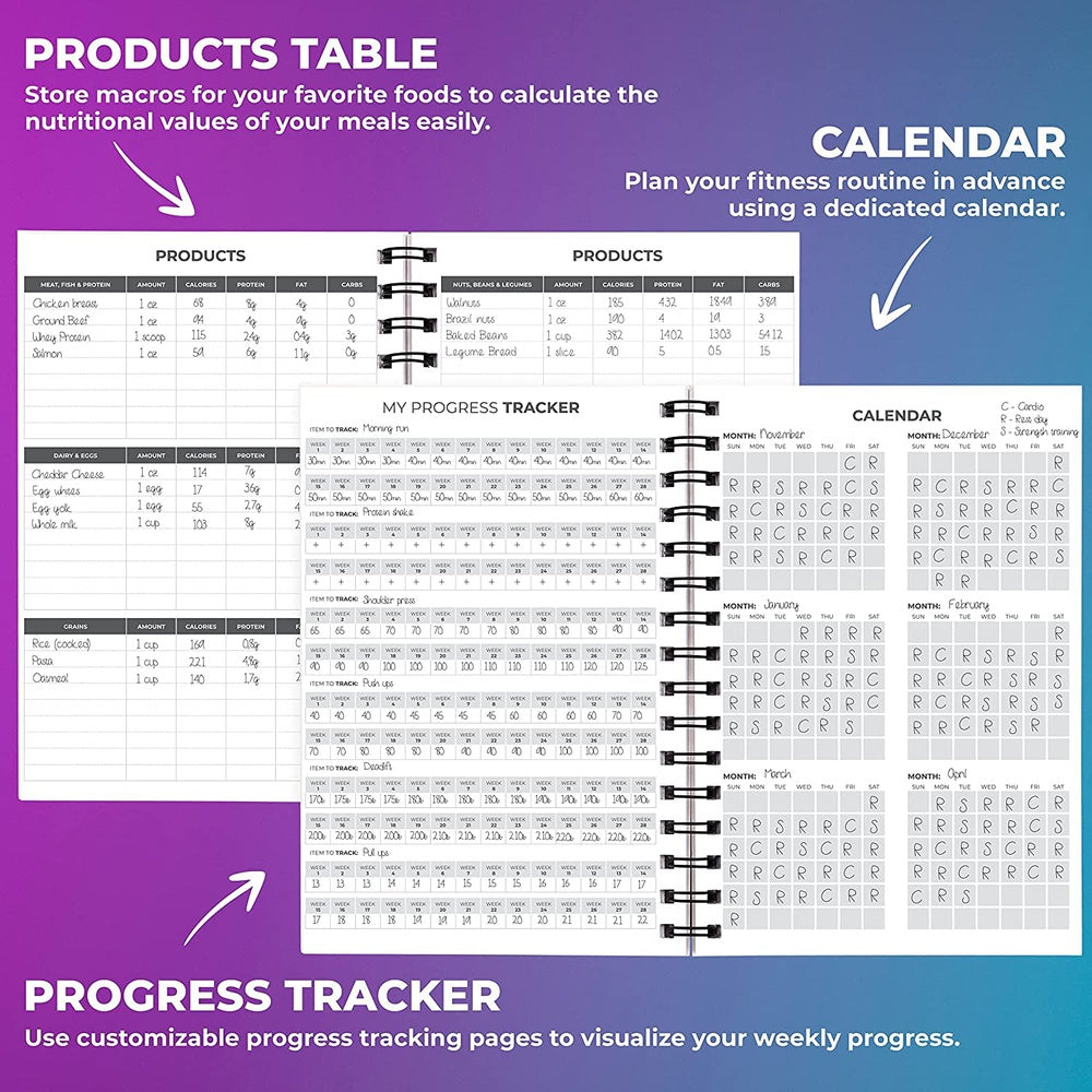 Fitness & Workout Journal/Planner Daily Exercise Log Book to Track Your Lifts A5 (Yellow & Pink) Clear Store