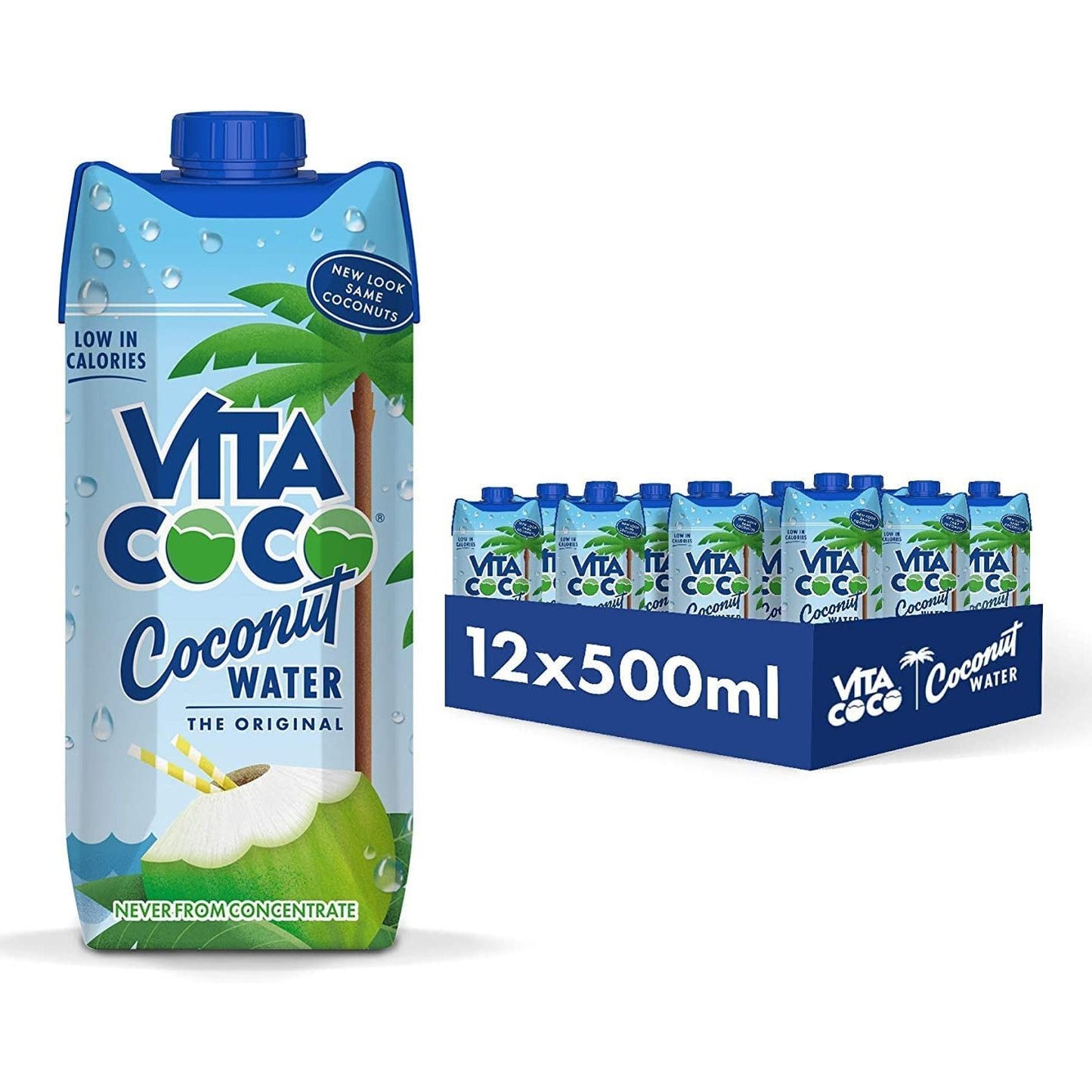 Vita Coco Pure Coconut Water 500Ml X 12, Naturally Hydrating, Packed with Electrolytes, Gluten Free, Full of Vitamin C & Potassium Clear Store