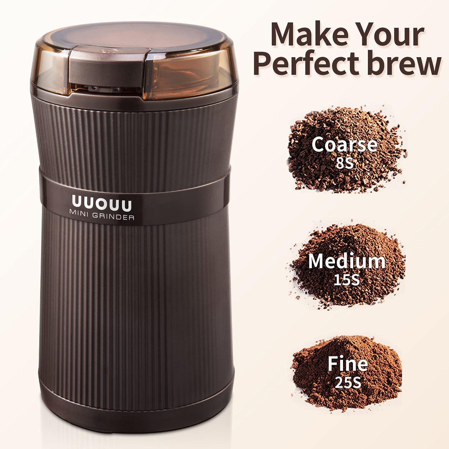 Coffee Grinder with Brush, Stainless Steel Blade, Multipurpose & Durable Clear Store