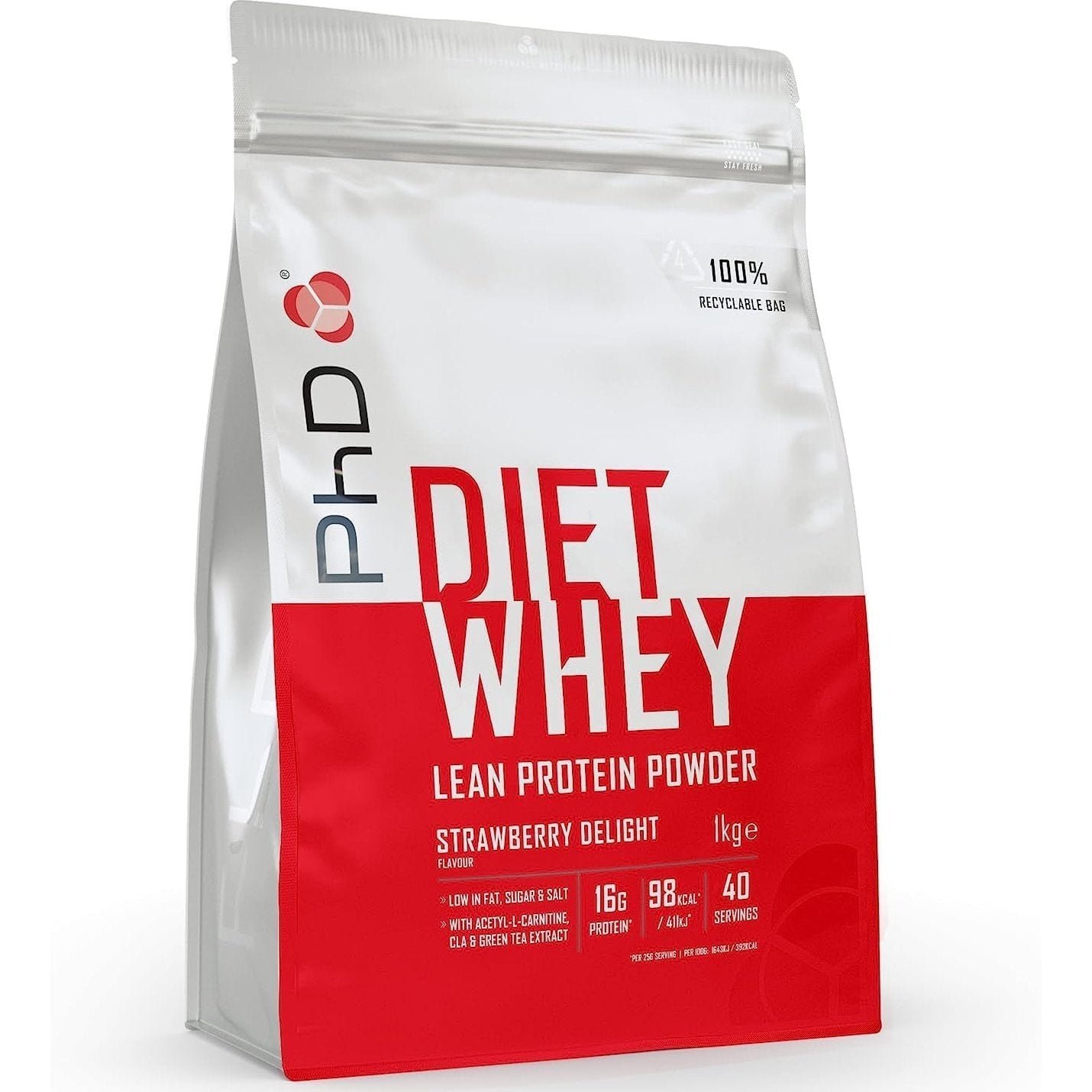 Diet Whey High Protein Lean Matrix, Strawberry Delight Diet Whey Protein Powder, High Protein, 40 Servings per 1 Kg Bag