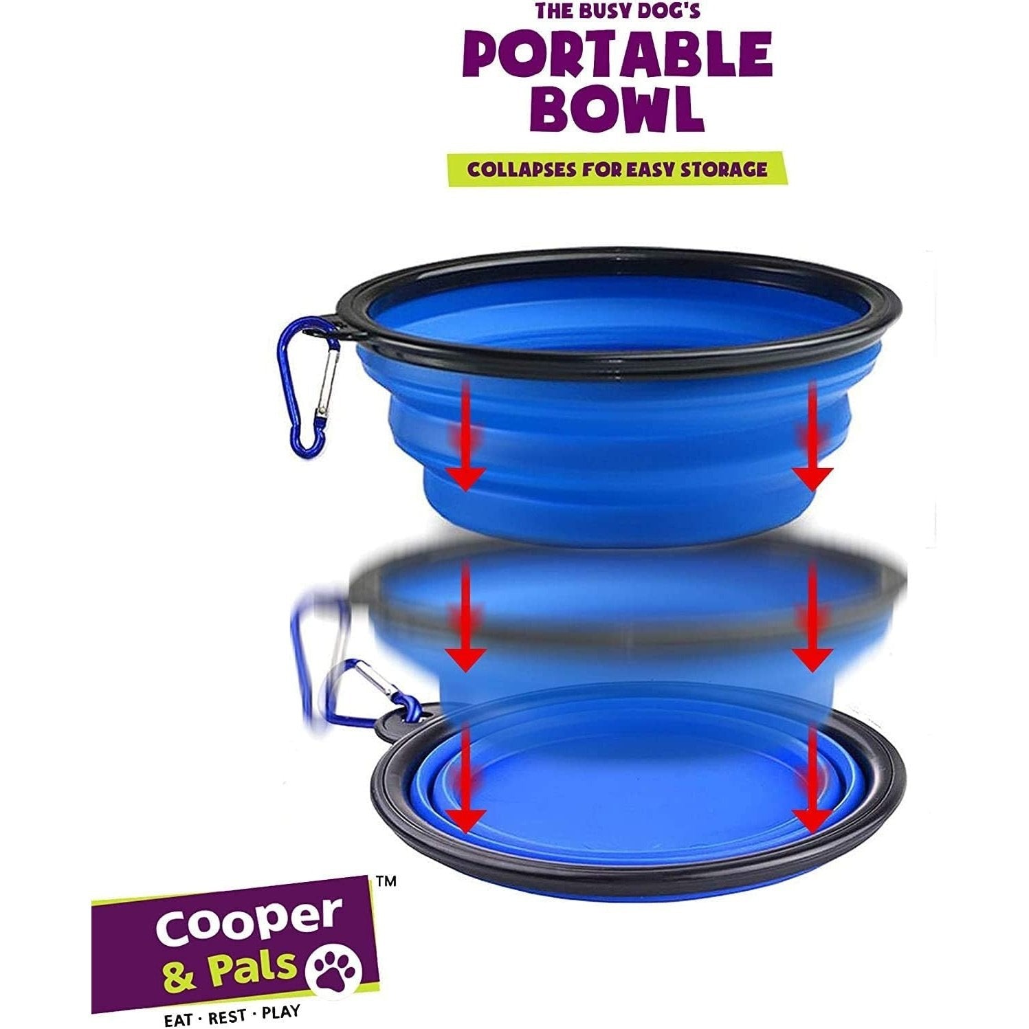 Cooper & Pals Collapsible Dog Bowl Portable Silicone Collapsible Pet Feeding Bowl Space save Travel Dog Cat Bowl with Carabiner Carry Hook Small 350Ml (12Fl Oz) (3Pcs X Three Colours (1 per Colour)))