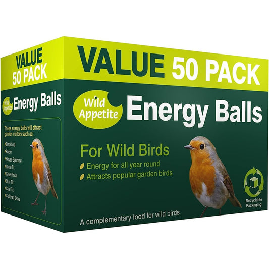 Wild Appetite Suet Energy Fat Balls Bird Food - Pack of 50