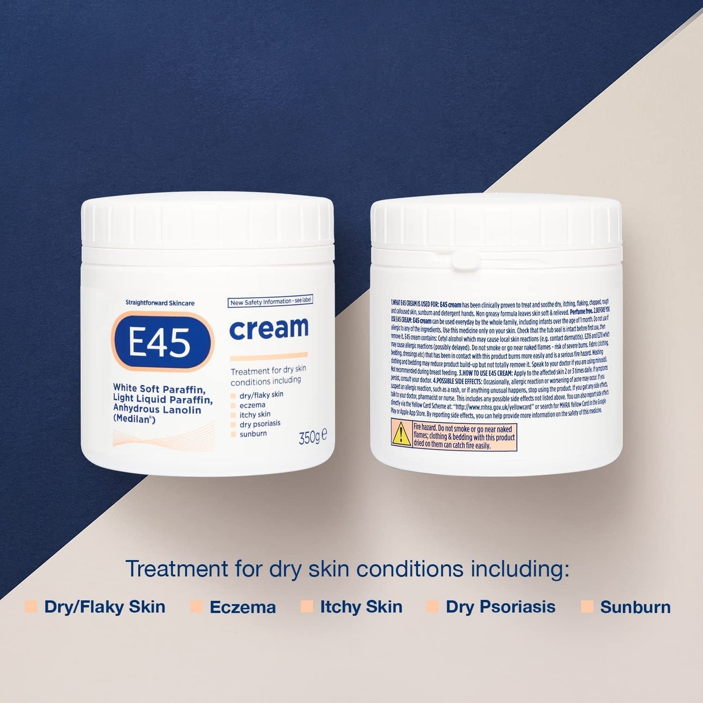 E45 Cream 350 G – E45 Cream for Dry, Irritated Skin – Moisturiser to Soothe Dry & Sensitive Skin - Dermatologically Tested Eczema Dermatitis Cream – Non-Greasy Body Face Hand Cream – Clinically Proven