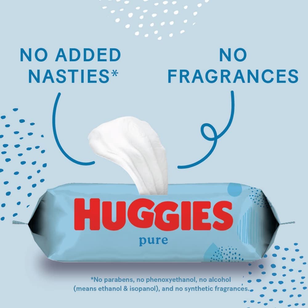 Huggies Pure, Baby Wipes, 18 Packs (1008 Wipes Total) - 99 Percent Pure Water Wipes - Fragrance Free for Gentle Cleaning and Protection - Natural Wet Wipes Clear Store