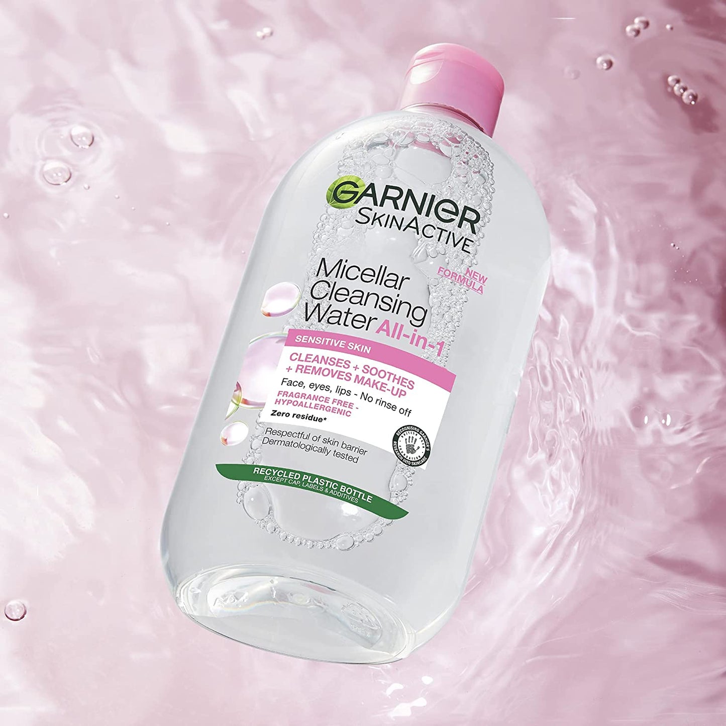 Garnier Micellar Cleansing Water for Sensitive Skin 700Ml, Gentle Face Cleanser & Makeup Remover, Fragrance Free, Recognised by the British Skin Foundation, Use with Reusable Micellar Eco Pads