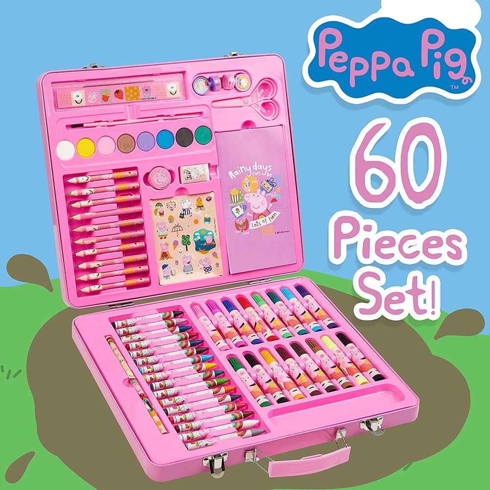 Peppa Pig Art Set, Colouring Pencils for Children, Drawing Set, Kids Art Set 60 Pieces