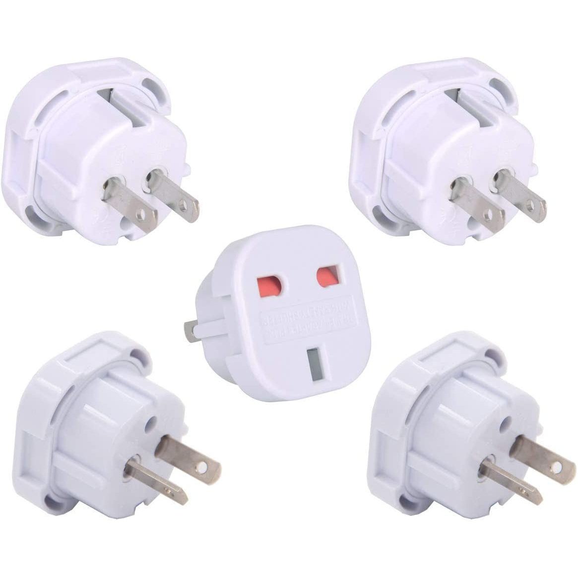 Travel Adapter INIBUD UK to USA America AU Australia New Zealand Travel Adapter Pack of 5, White Clear Store