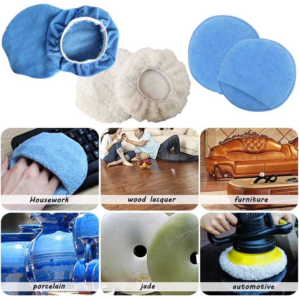 Car Polisher Applicator Pad 14Pcs, Microfiber Polishing Bonnet and Waxing Pad Clear Store