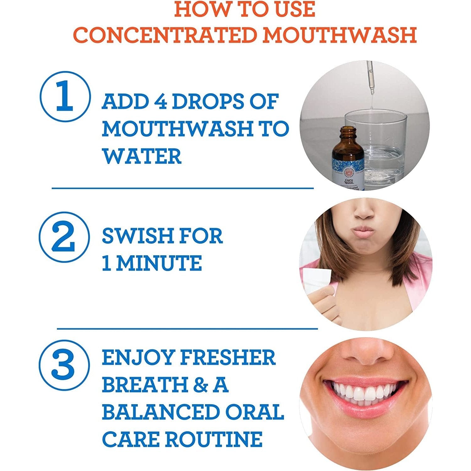 Concentrated Mouthwash, Helps with Bad Breath, Promotes Teeth Whitening, Made with 100% Natural Essential Oils, 1 Bottle Equals 300 Rinse, Fluoride-Free - Mint Flavored (2 Oz)