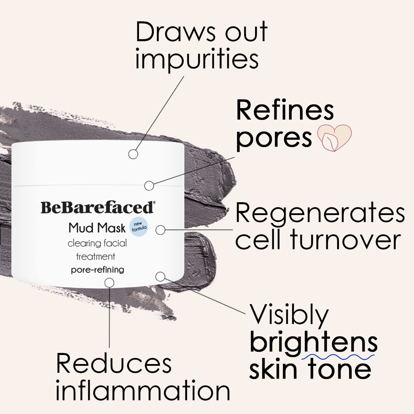 Bebarefaced Clay Mask, Moisturising Face Masks Skincare, Face Masks Beauty Clear Store