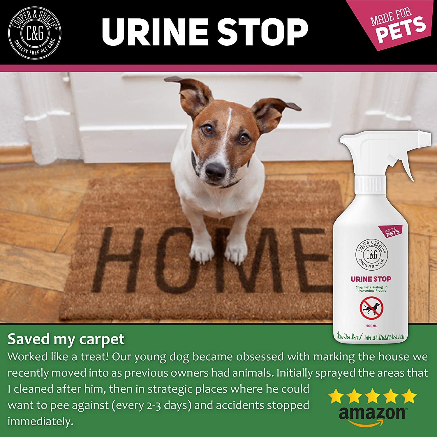 Urine Stop Spray for Cat and Dog Repellent 500 ML Clear Store