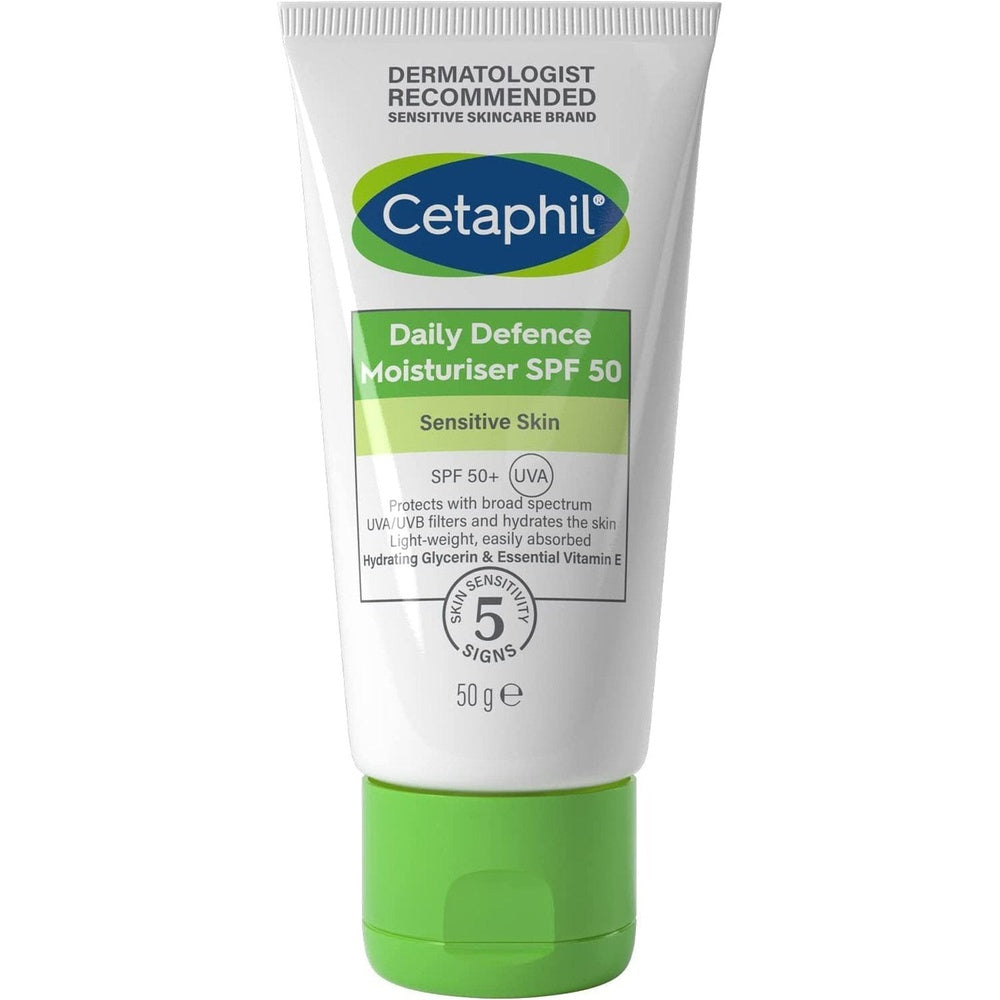 Daily Defence Face Moisturiser, SPF 50+ Day Cream with Glycerin, 50G, Sunscreen for All Skin Types Clear Store