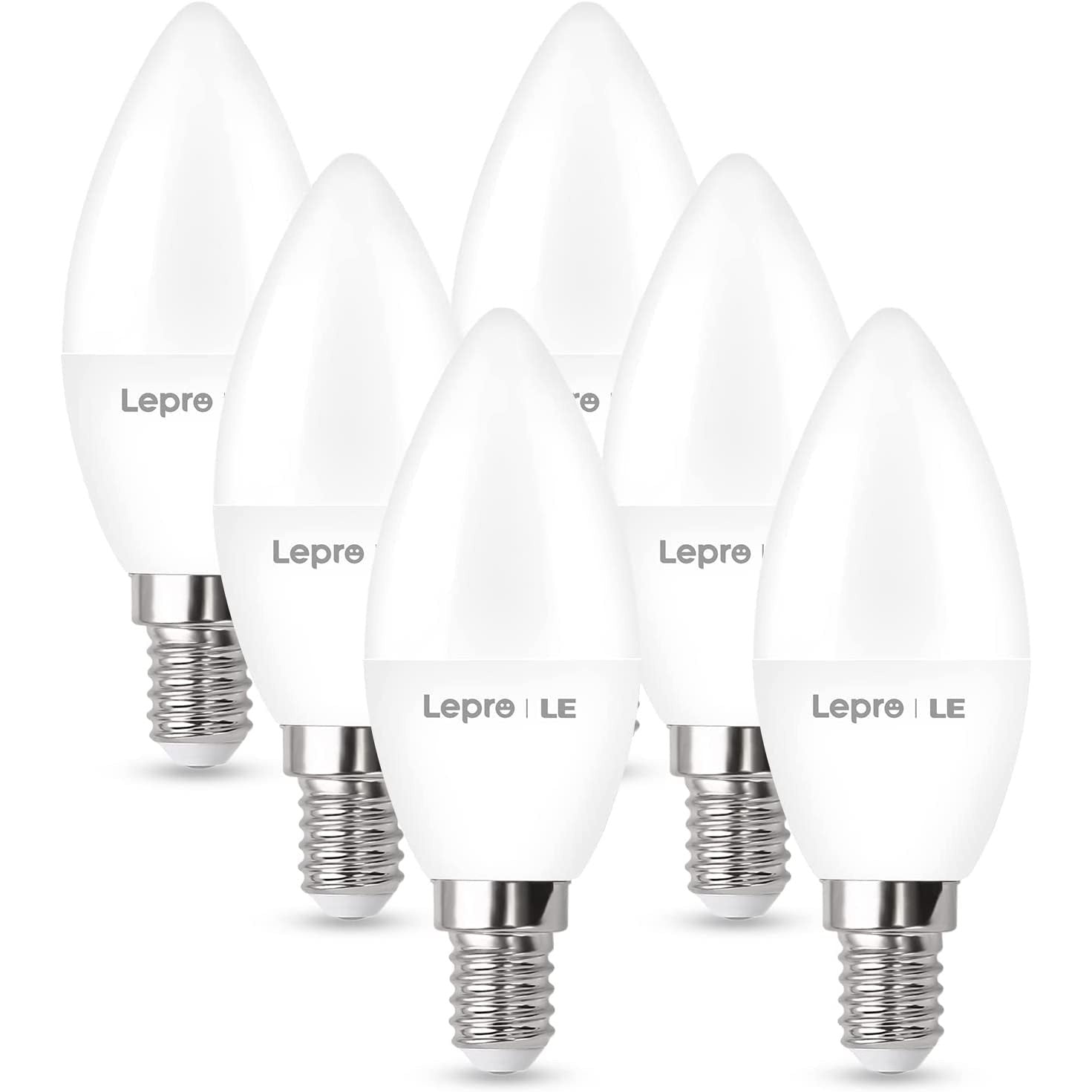 LED Light Bulb, Small Edison Screw E14 Candle Bulb, Warm White, 4.9W 470Lm, 40W SES Bulb Equivalent, 2700K C35 E14 LED Bulb, Energy Saving Candle Light Bulbs, Non-Dimmable, Pack of 6 Clear Store