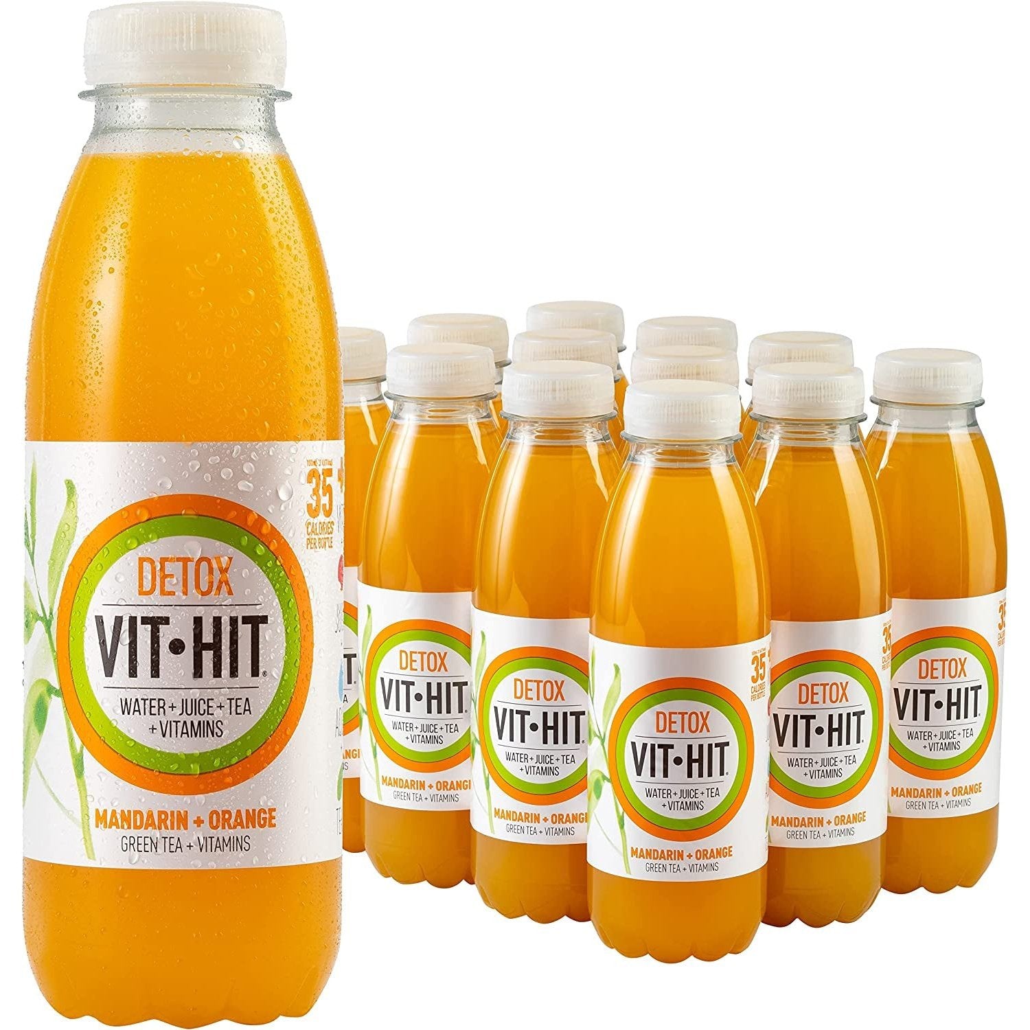 DETOX - Mandarin + Orange, Green Tea Vitamin Drink (500Ml X 12 Bottles) Clear Store