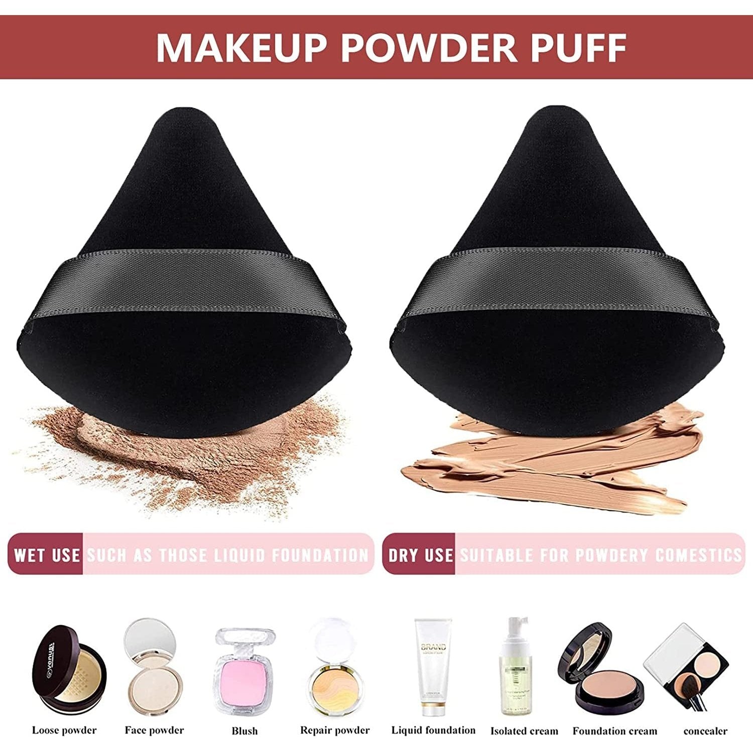 Powder Puff Makeup Triangle Powder 2 Pcs Puff Soft Powder Clear Store