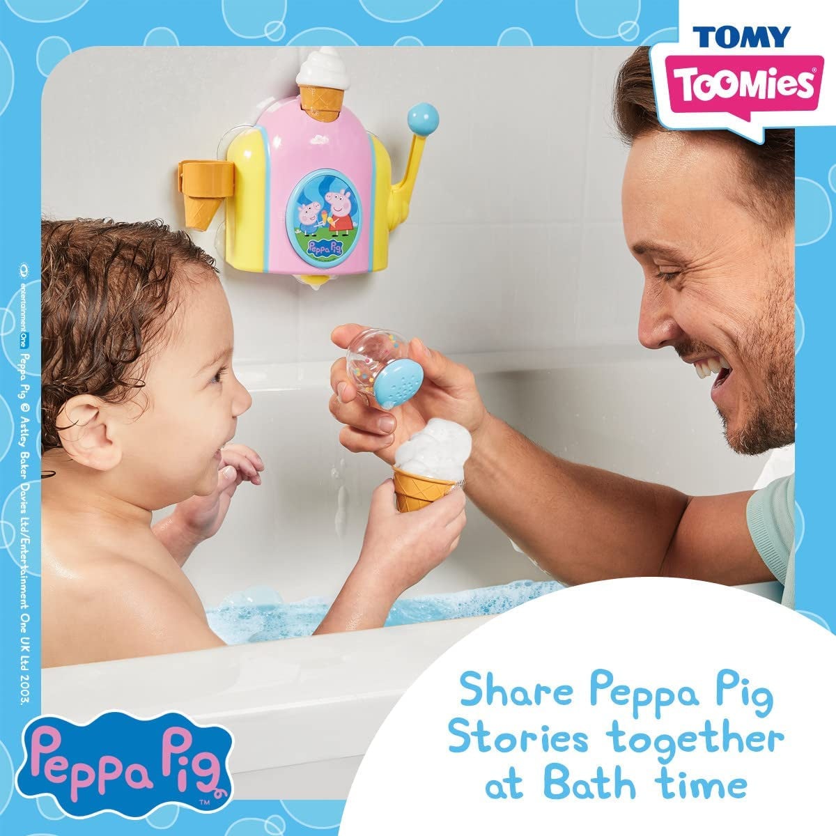 TOMY Toomies Peppa Pig Bubble Ice Cream Maker, Baby Bath Toy, Ice Cream Themed Bubble Making Toy, Kids Water Play Suitable for 18 Months, 2, 3 & 4 Year Old Boys & Girls