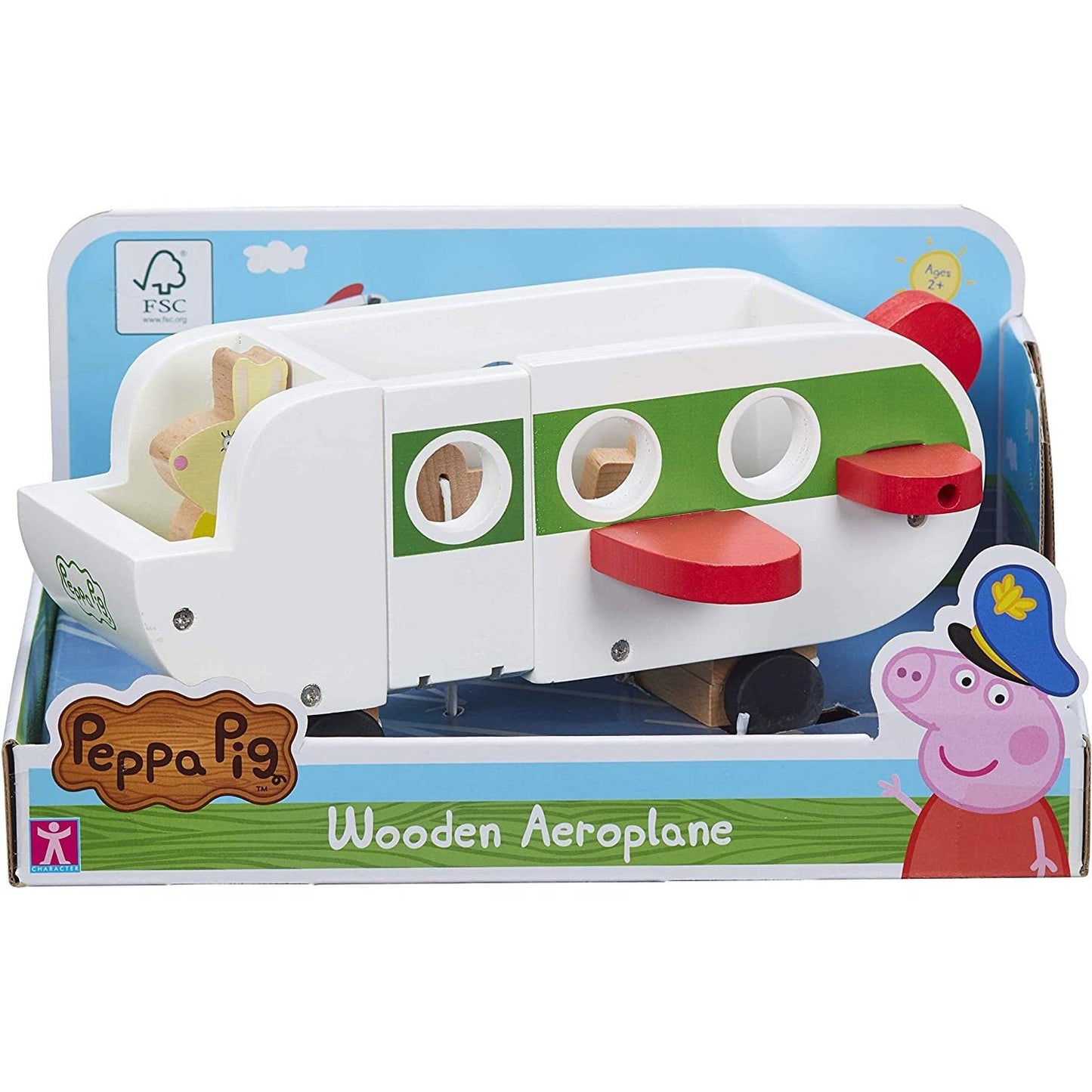 Peppa Pig Wooden Aeroplane, Push along Vehicle, Imaginative Play, Preschool Toys, Fsc Certified, Sustainable Gift for 2-5 Years Old