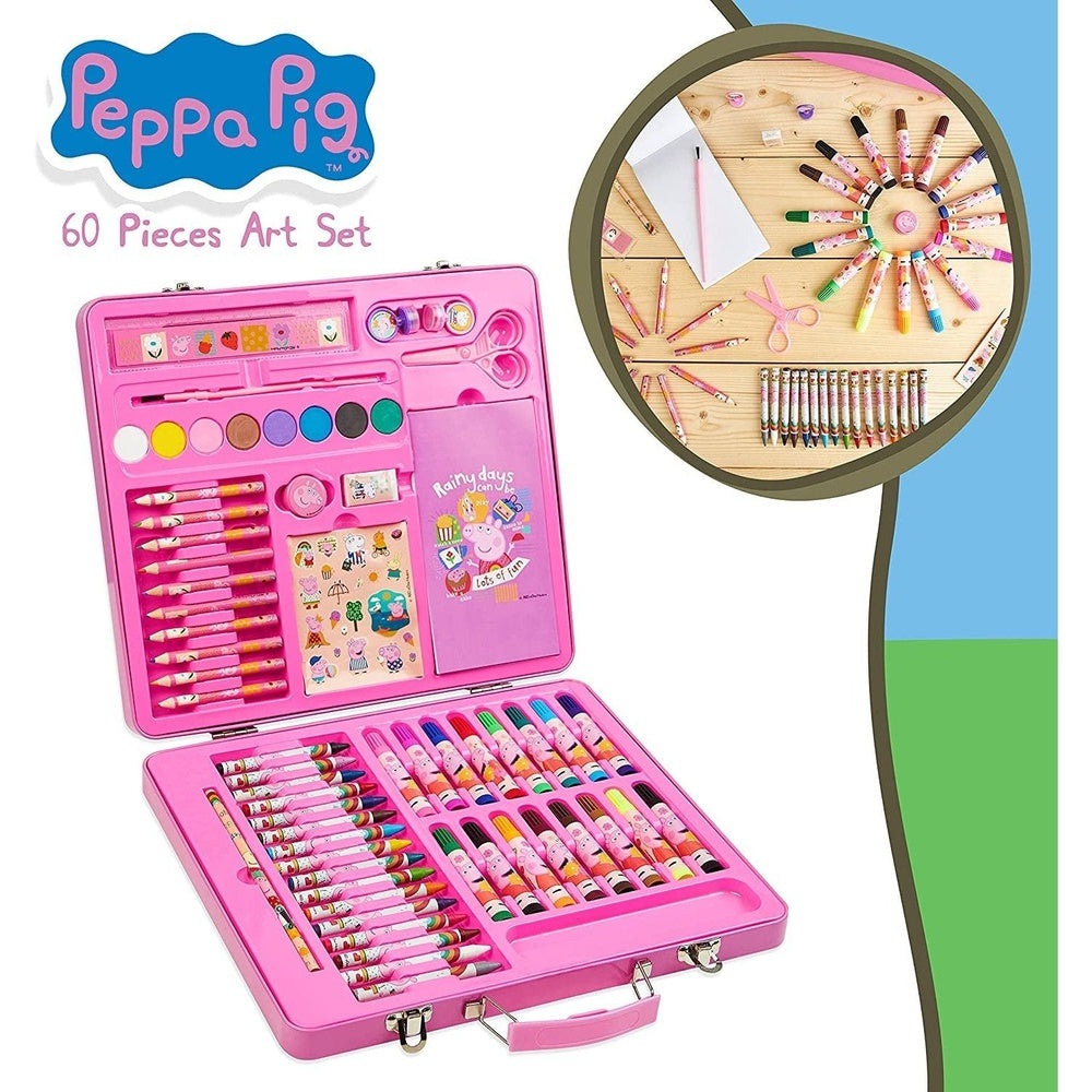 Peppa Pig Art Set, Colouring Pencils for Children, Drawing Set, Kids Art Set 60 Pieces