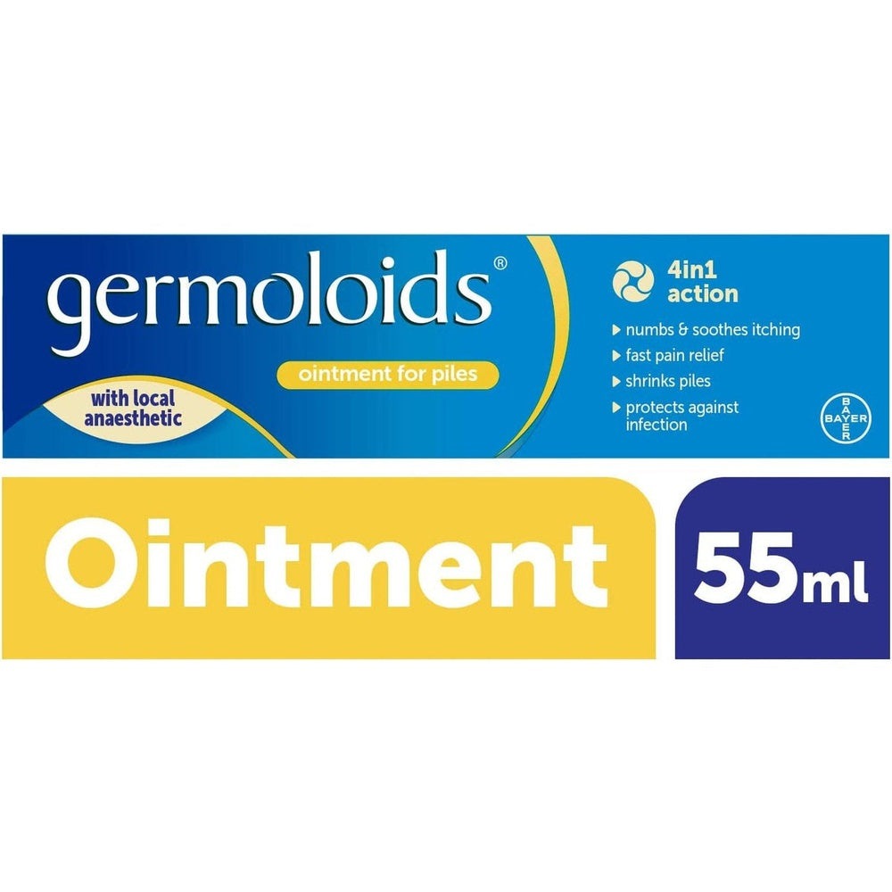 Germoloids Haemorrhoid Treatment & Piles Treatment Ointment, Triple Action with Anaesthetic to Numb the Pain & Itch 55g Clear Store