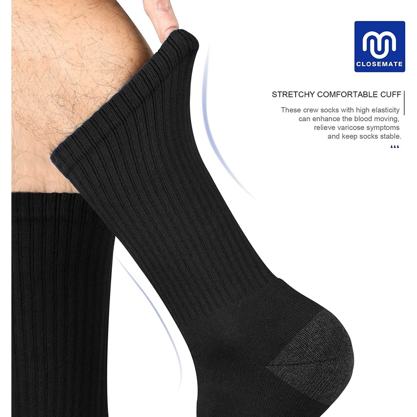 Mens Crew Socks 6 Pairs Calf Socks, Cotton Socks for Sport Training Clear Store