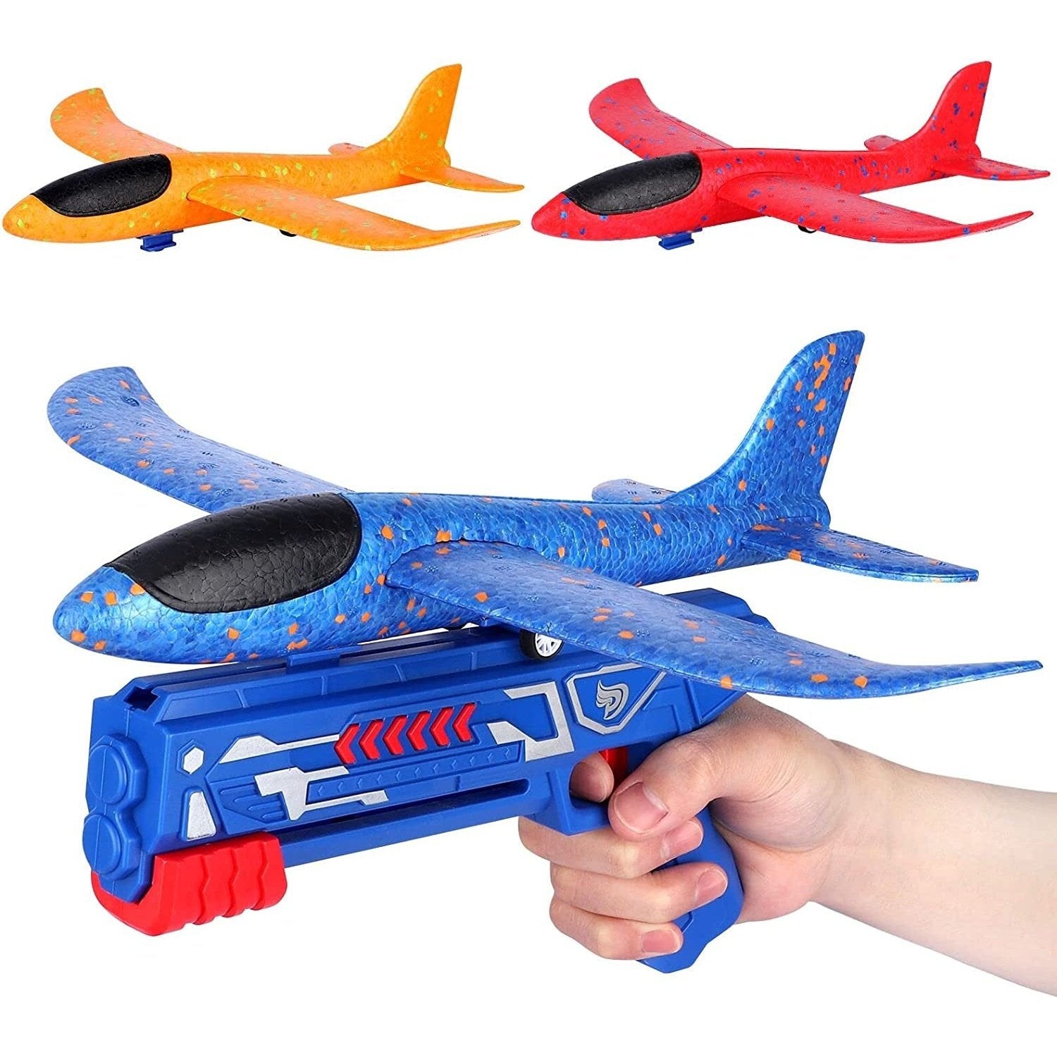 Airplane Launcher Toy, Foam Throwing Glider Plane with Catapult Gun, Indoor Outdoor Shooting Game for Kids Boys Girls Age 3-12,Flying Gadget Children Xmas Birthday Gift & Present Stocking Filler