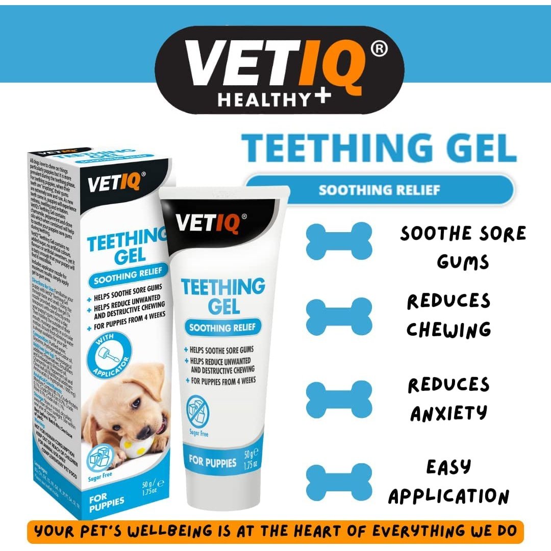 Teething Gel, 50G, Puppy Teething Gel Soothes Sore Gums, Reduce Unwanted Chewing during Puppy Teething Clear Store