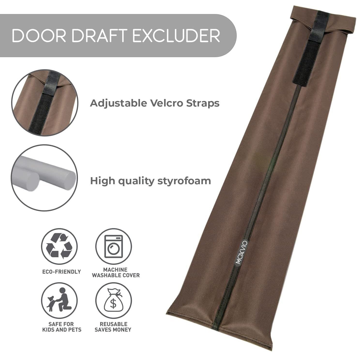 Home Double under Door Draught Excluder X 2, Water Proof Snow Proof 600D Oxford Fabric Door Draft Excluder, 70 to 90 Cm Adjustable Door Draft Stopper, Premium Window Draught Excluder (Black) Clear Store