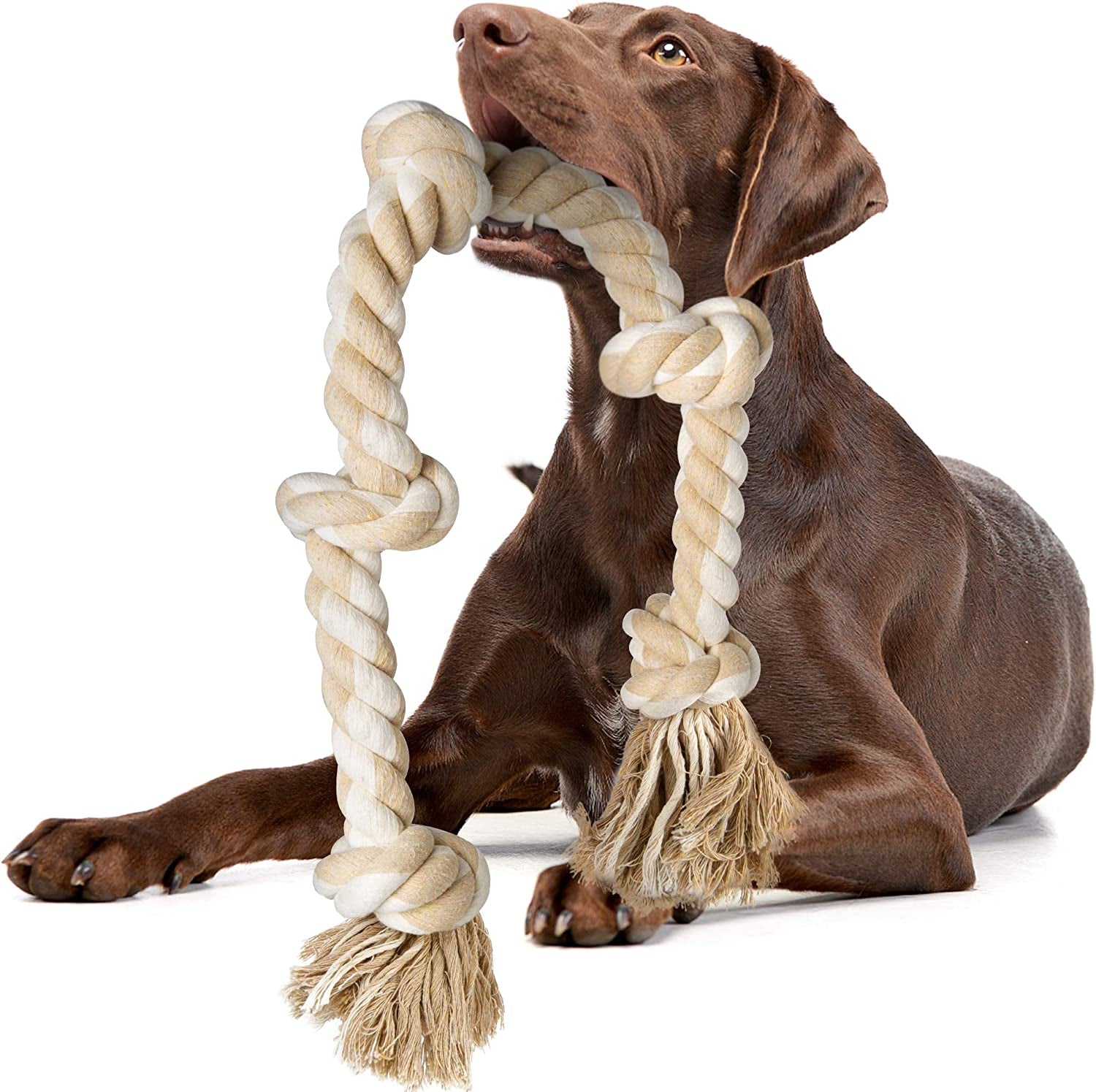 Dog Rope Toys for Large/Medium Aggressive Chewers, Tough Rope Chew Toy, 90Cm 5 Knots Clear Store