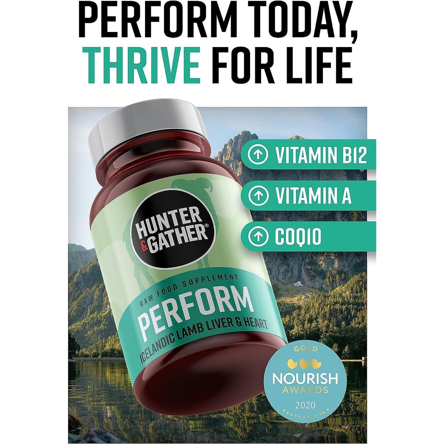 Nose to Tail - 90 Perform Capsules | Wild, Grass Fed Icelandic Lamb Ancestral Inspired Supplements| Raw Freeze-Dried Lamb | No GMO Feeds, Antibiotics or Hormones