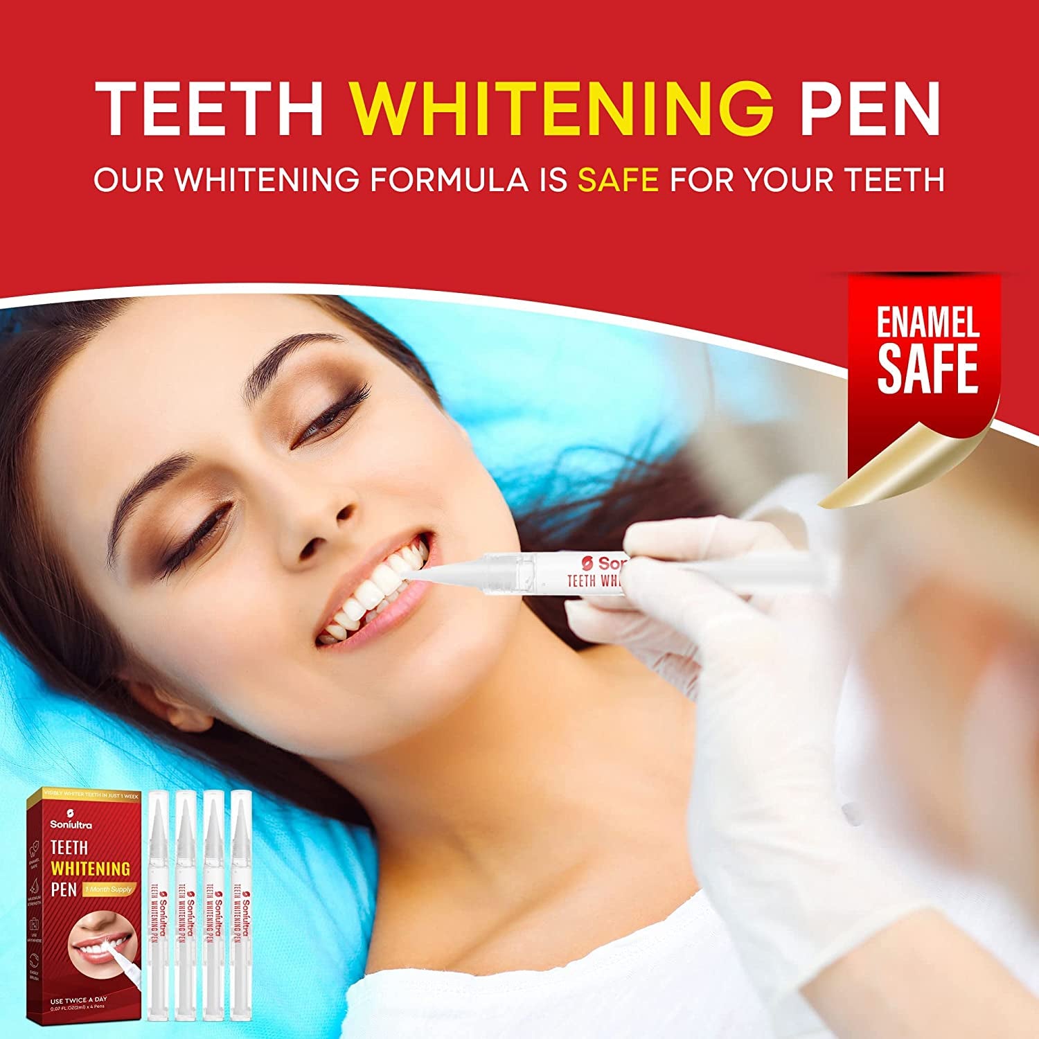 Teeth Whitening Pen 4-Pack, Brighten Your Smile in Just 1 Week with Tooth Whitening Pens – Fast, Gentle, Enamel Safe Whitening Gel for White Teeth in Mess Free Applicator Pens