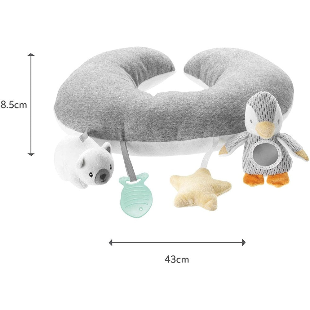 Penguin Tummy Time Pillow for Babies, Grey and White Plush Nursery Accessories, 1 Count (Pack of 1) Clear Store