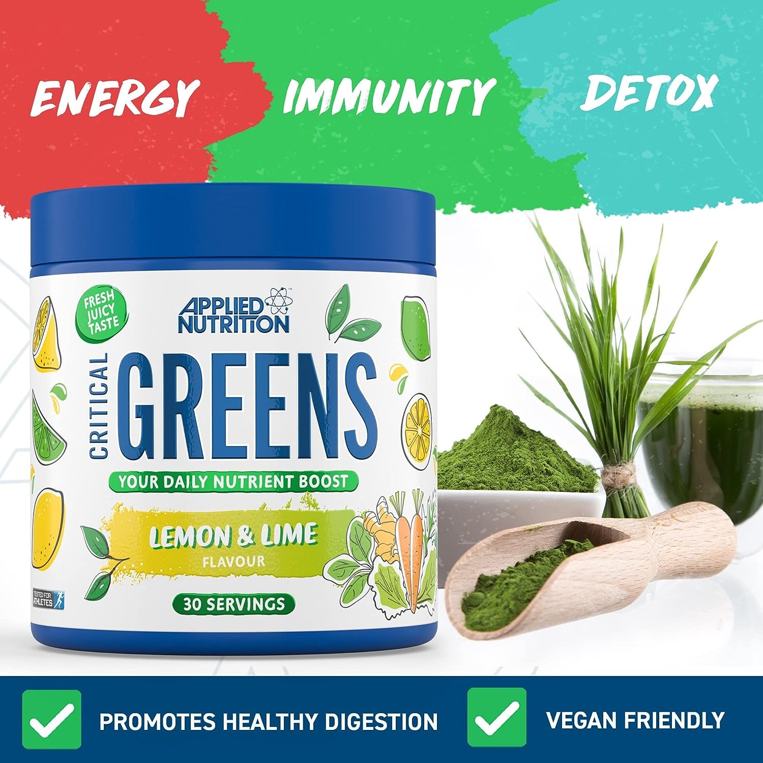 Critical Greens - Super Greens Powder, Boost Your Immune System with Superfood Nutrients, Vegan (150G - 30 Servings) (Apple Burst)