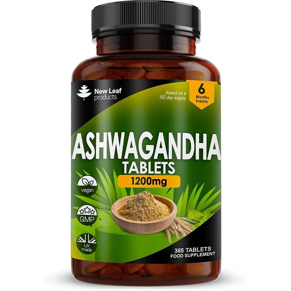 Ashwagandha 1200Mg - 365 Vegan Tablets Pure High Strength Ashwagandha Root Extract - 6 Months Supply - Powder Ashwagandha Supplement (Not Ashwagandha Capsules) - Non-Gmo & Made in the UK