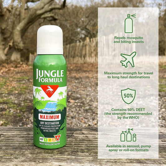 Maximum Repellent Aerosol 125Ml - Maximum Strength Repellent Aerosol against Mosquitoes, Biting Insects and Ticks - up to 9 Hrs Protection for Any Destination Incl. Tropics- with DEET Clear Store