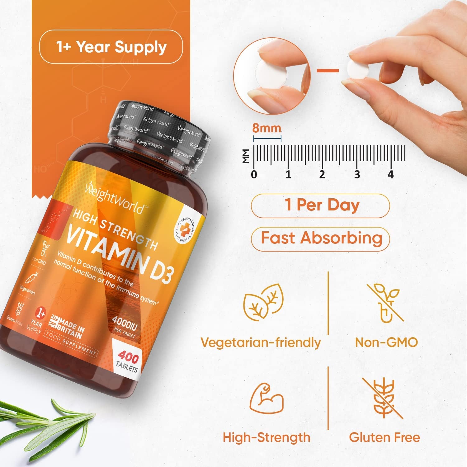 Vitamin D3 4000 IU – 400 High Strength Vitamin D Tablets, Immune System Vitamins Clear Store