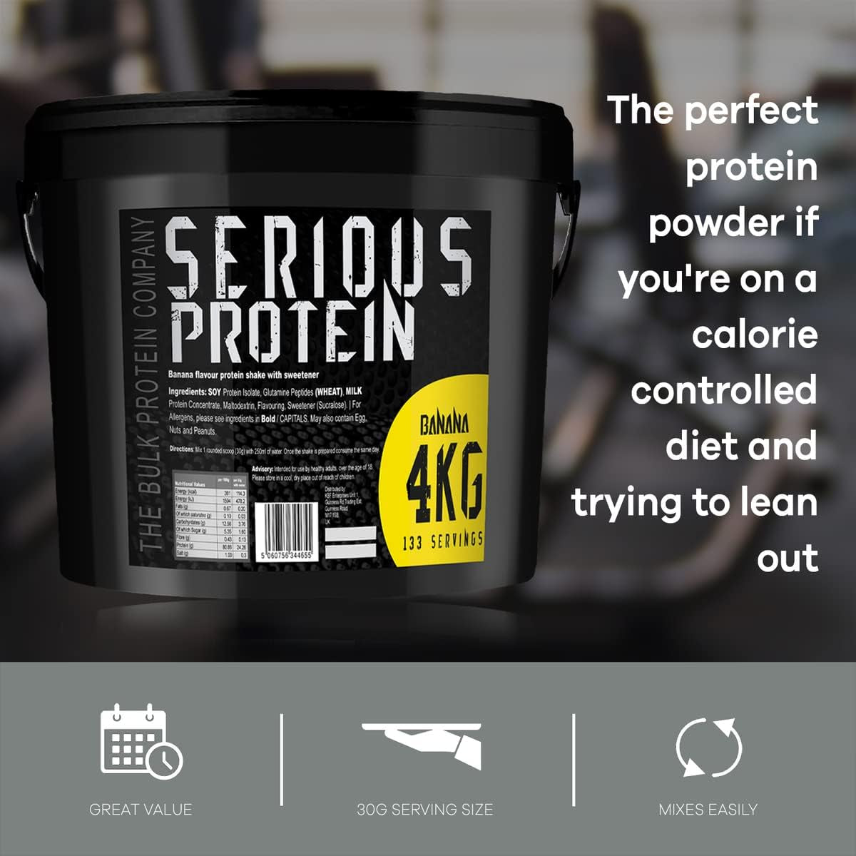 – SERIOUS Protein – Protein Powder – 4Kg – Low Carb – Supports Lean Muscle Growth – Recovery Supplement, 133 Servings, Banana