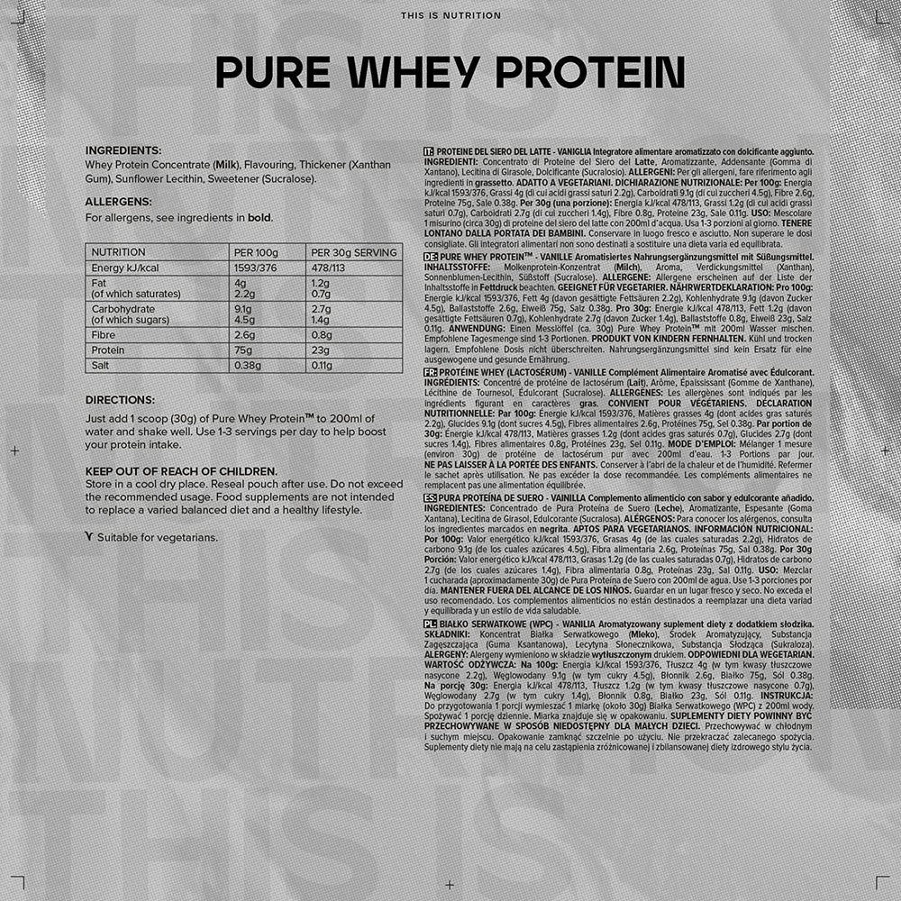 Bulk Pure Whey Protein Powder Shake, Vanilla, 1 Kg, Packaging May Vary Clear Store