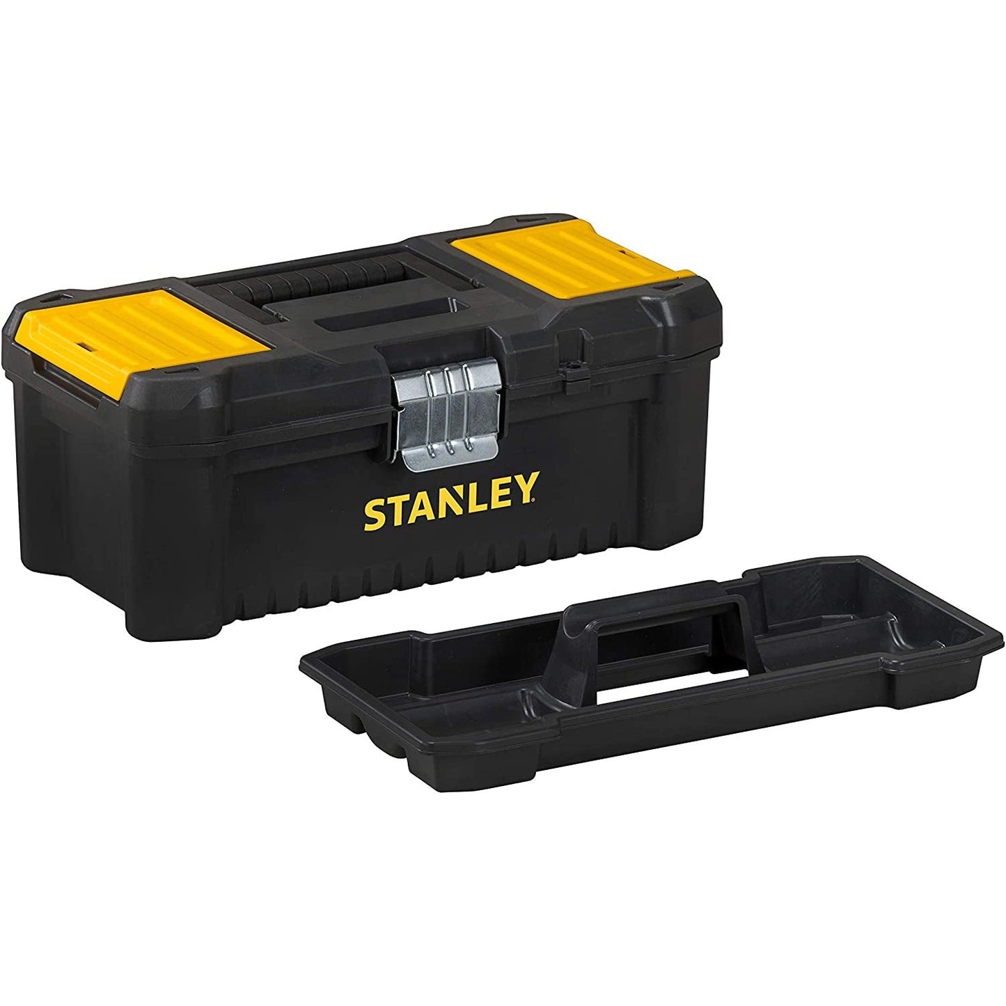 Stanley Low Essential Tool Box, Black/Yellow, 12.5-Inch Clear Store