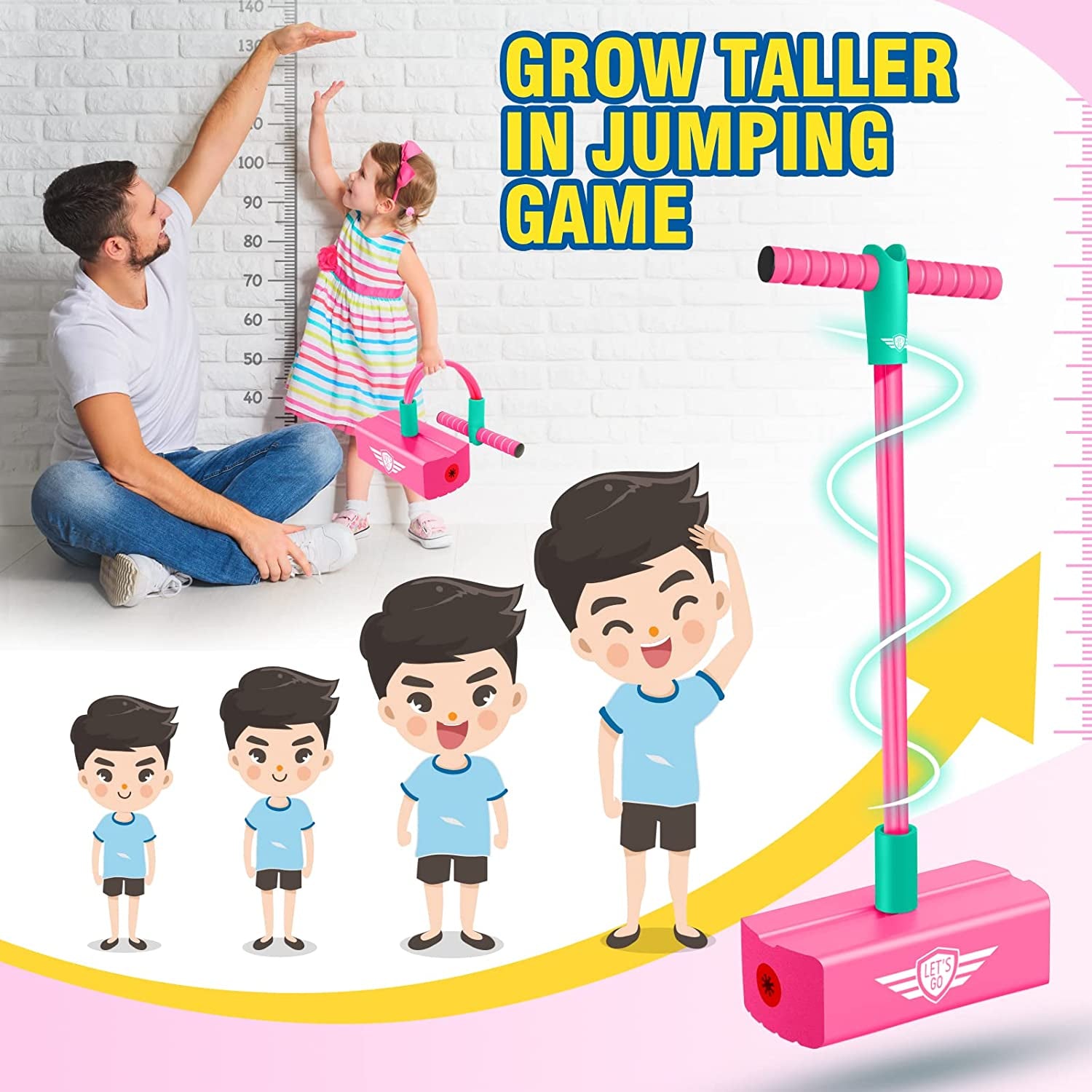 Girls Boys Toys Age 3 4 5 6 7 8 9 10 11 12, Foam Pogo Jumper Toys for 3-12 Year Old Girls Boys Indoor Toys 3-12 Year Old Girls Boys Gifts Jumperoo Toys for Autistic Children Rose Red