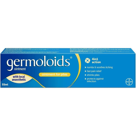 Germoloids Haemorrhoid Treatment & Piles Treatment Ointment, Triple Action with Anaesthetic to Numb the Pain & Itch 55g Clear Store