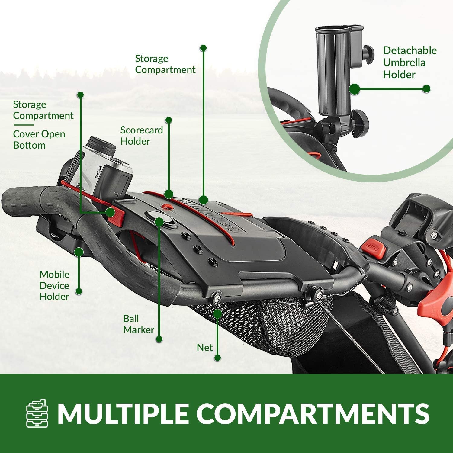 Caddytek Caddylite 15.3 V2 - Deluxe Quad-Fold Golf Push Cart