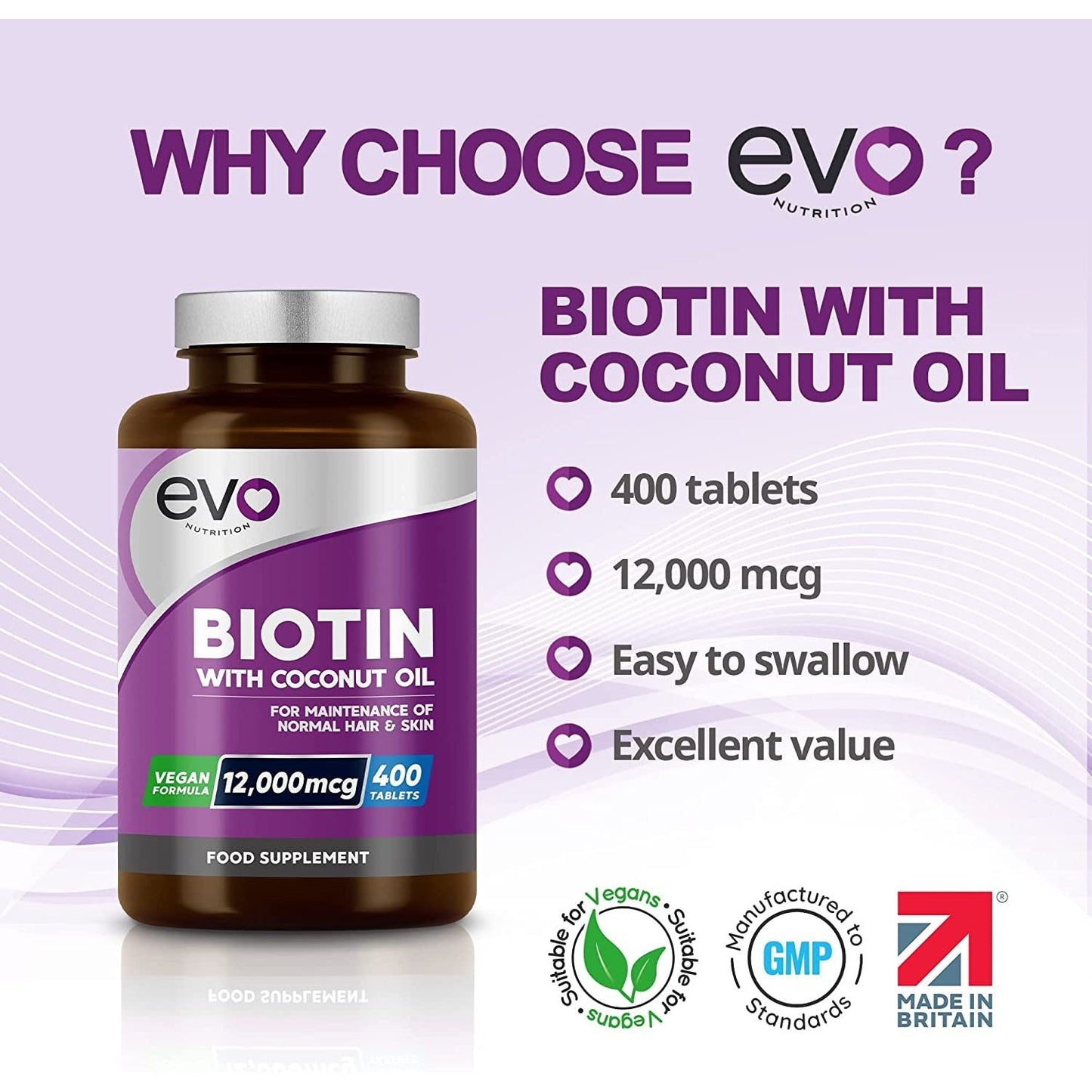 Biotin Hair Growth Supplement with Coconut Oil, High Strength Biotin Tablets for Hair Clear Store