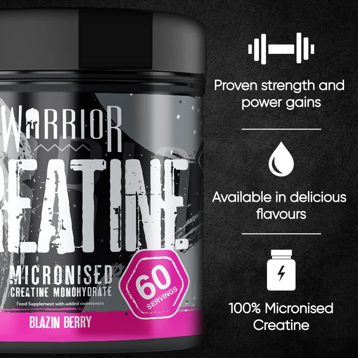 , Creatine Monohydrate Powder Blazin Supplements, Berry, Blazin' Berry, 300 G, (Pack of 1)