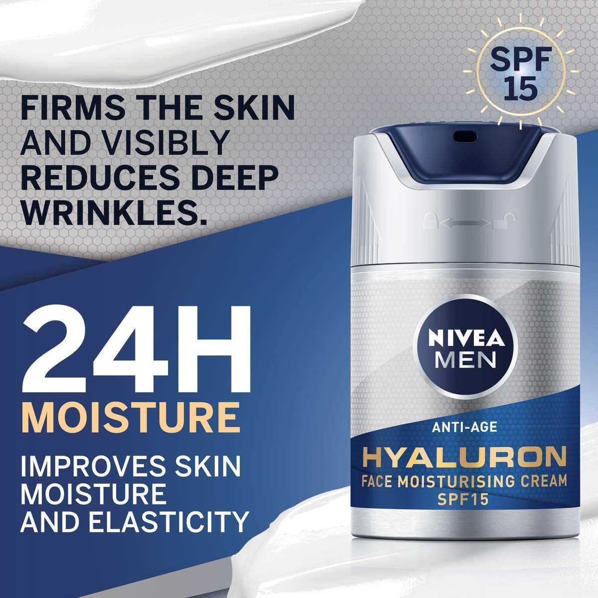 NIVEA MEN Hyaluron Face Cream (50Ml), anti Wrinkle Face Cream Reduces Deep Wrinkles, Men'S anti Ageing Face Cream, anti Wrinkle Cream Strengthens Skin Elasticity Clear Store