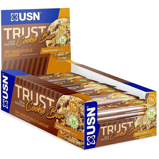 USN Trust Cookie Bar, Salted Caramel Protein Cookie 12 X 60g Clear Store