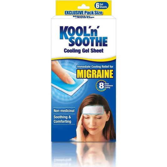 Kool'N'Soothe Cooling Gel Sheet Migraine 6 Gel Sheets Clear Store