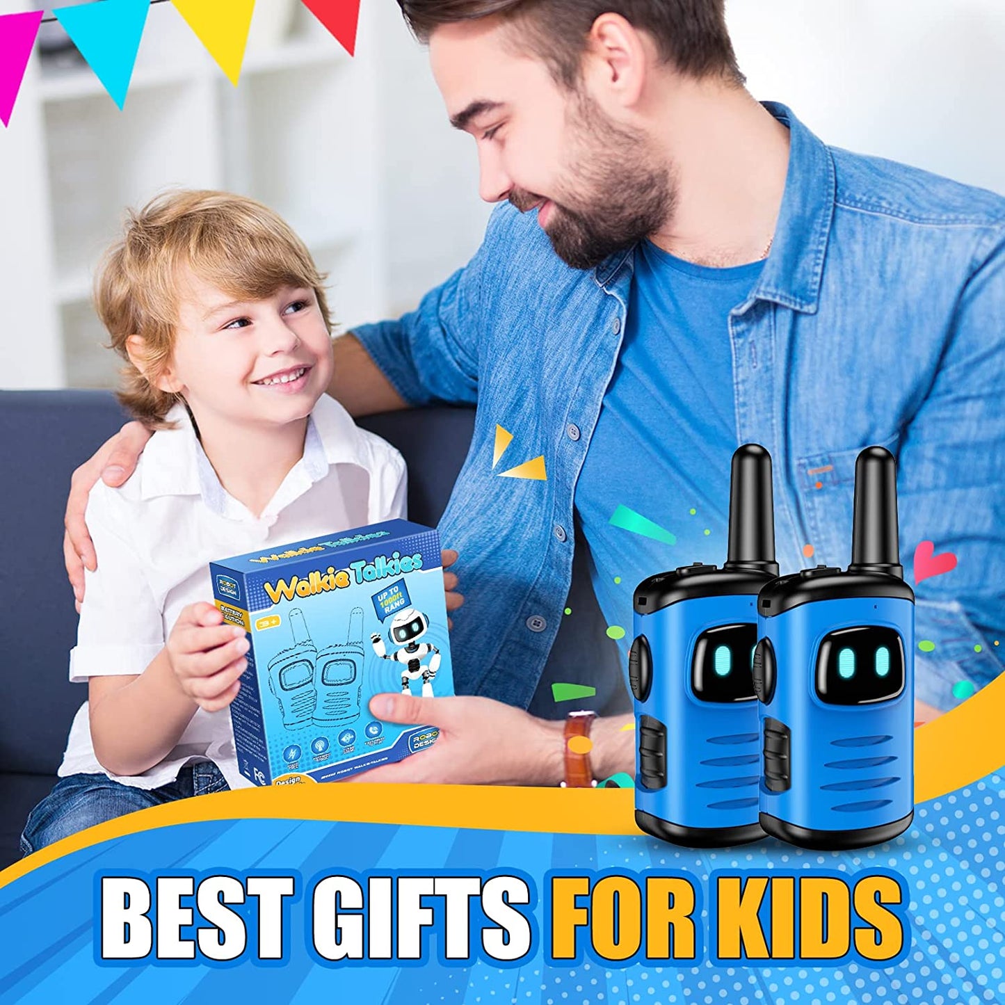 Walkie Talkie Kids, Toys for 3-8 Year Old Boy Gift for 5 6 7 8 Year Olds Boys Toys Age 4-7 Kids Toys Age 3 4 5 Outdoor Toys Walkie Talkie Sensory Toys for Autism Kids Camping Accessories Blue