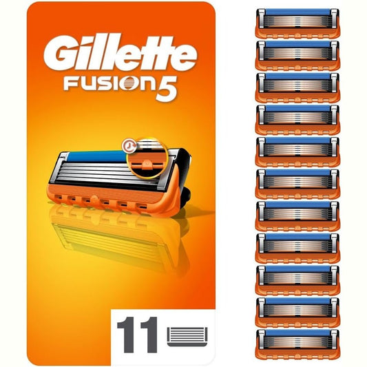 Fusion5 Razor Blades Men, Pack of 11 Razor Blade Refills with Precision Trimmer, 5 Anti-Friction Razor Blades